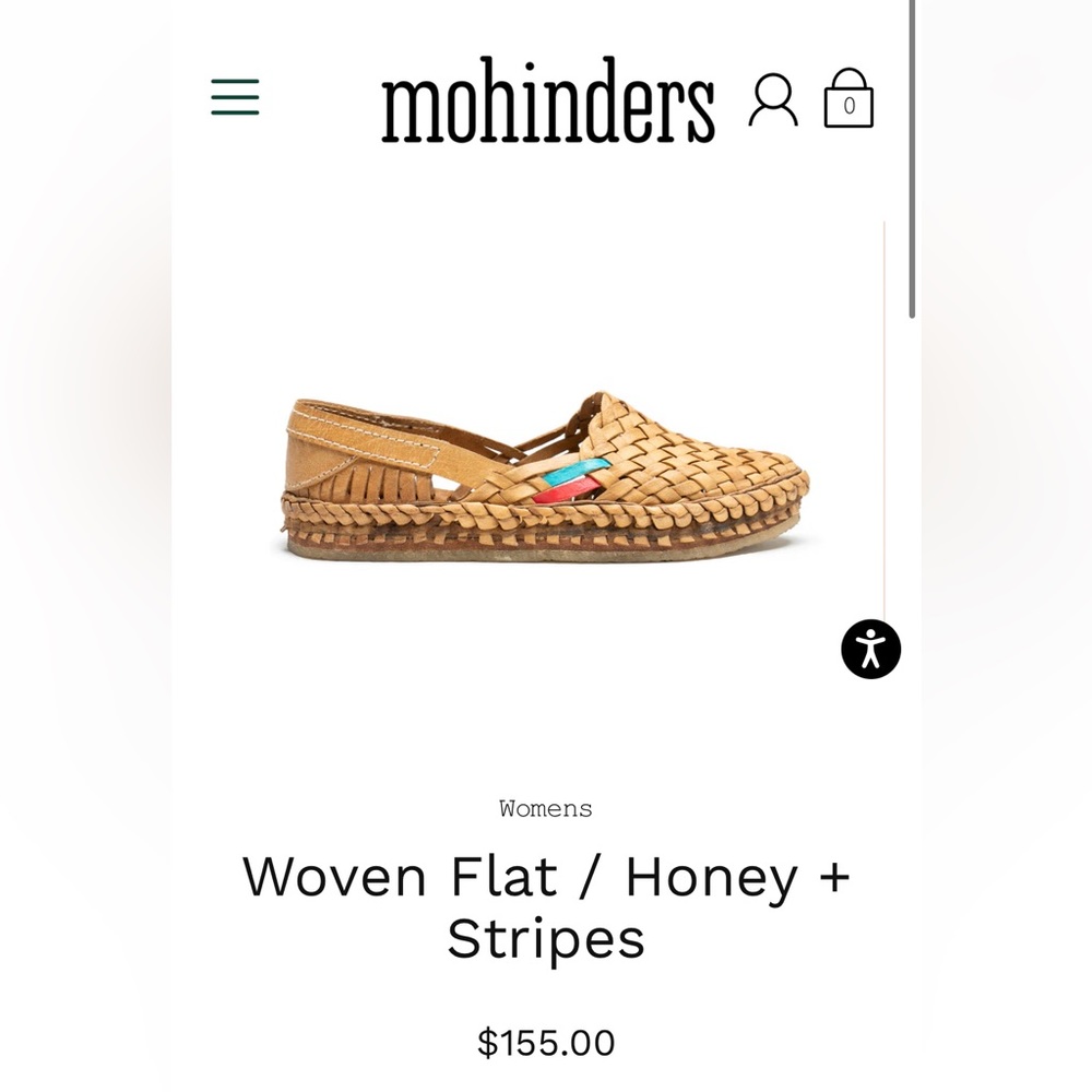 Mohinders Woven Flat, Honey + Stripes, Size 7 - Picture 2 of 2